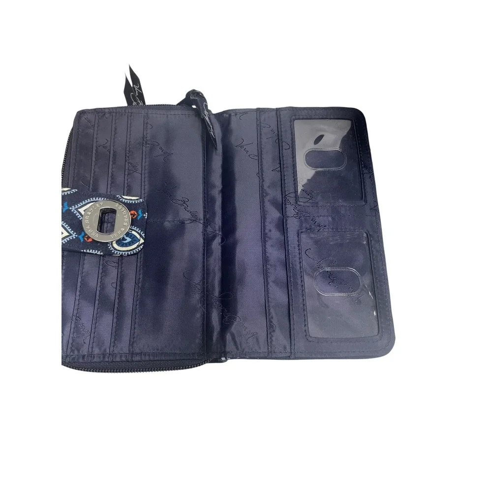Vera Bradley Tote Bag and Wallet Set Womens Medium Navy Blue Quilted Teardrop‎